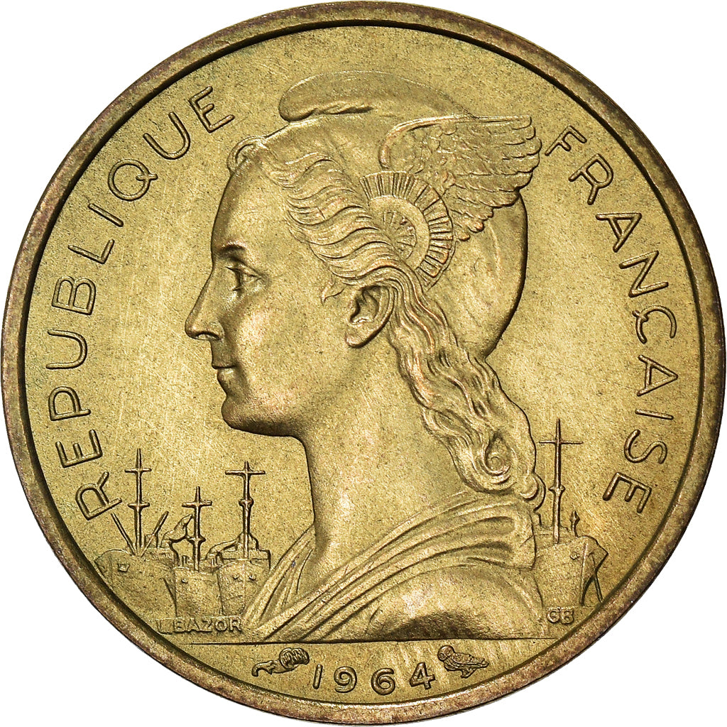 Coin, Comoros, 10 Francs, 1964, Paris, MS(60-62), Aluminum-Bronze, KM:7