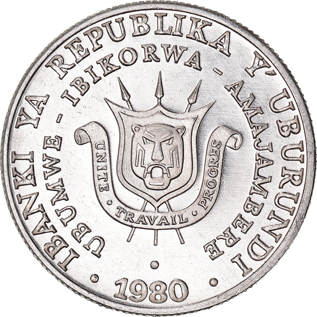 Monnaie, Burundi, 5 Francs, 1980, SUP, Aluminium, KM:20
