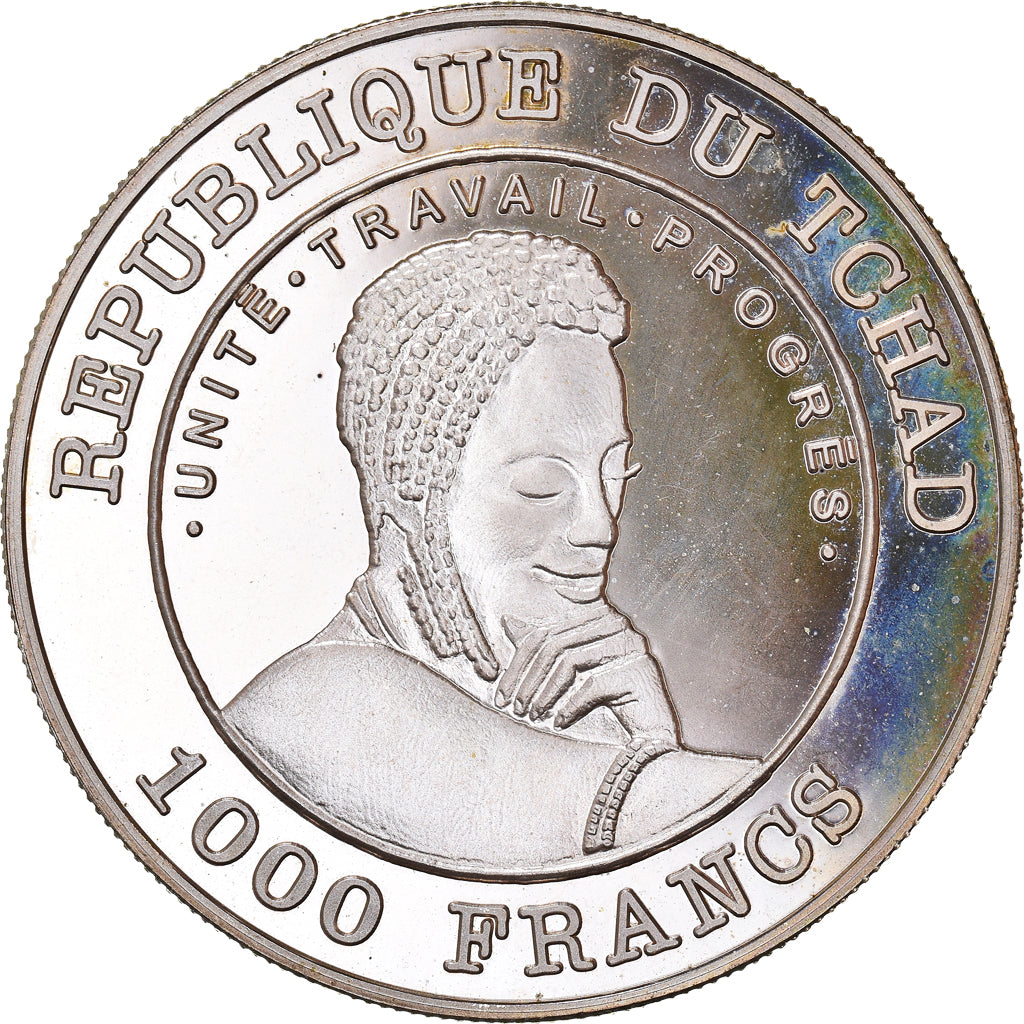 Coin, Chad, 1000 Francs, 2001, Paris, MS(63), Silver, KM:21