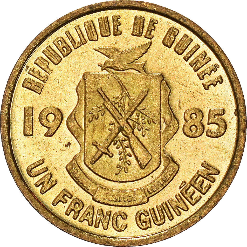 Moneda, Guinea, Franc, 1985, EBC, Latón recubierto de acero, KM:56