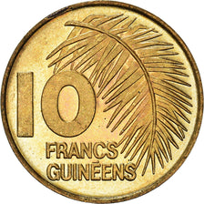 Münze, Guinea, 10 Francs, 1985, VZ, Brass Clad Steel, KM:52