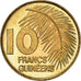 Münze, Guinea, 10 Francs, 1985, VZ, Brass Clad Steel, KM:52