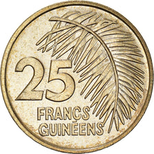 Coin, Guinea, 25 Francs, 1987, AU(55-58), Brass, KM:60