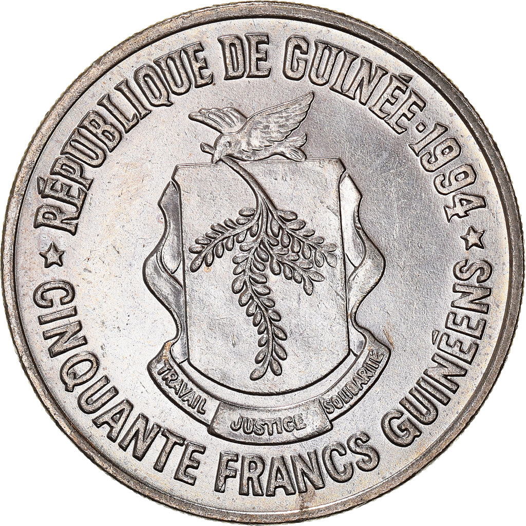 Moneta, Guinea, 50 Francs, 1994, SPL-, Rame-nichel, KM:63