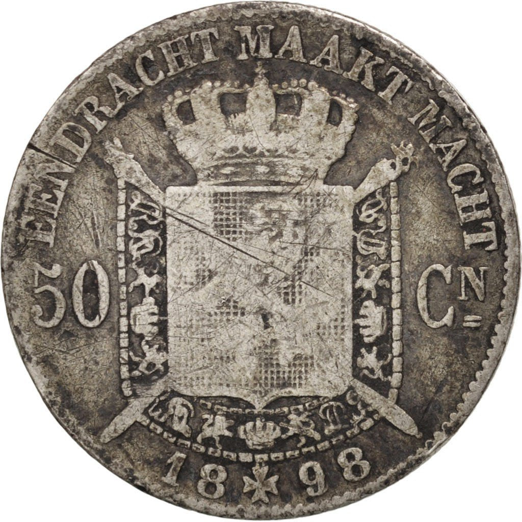 Belgio, Leopold II, 50 Centimes, 1898, MB, Argento, KM:27