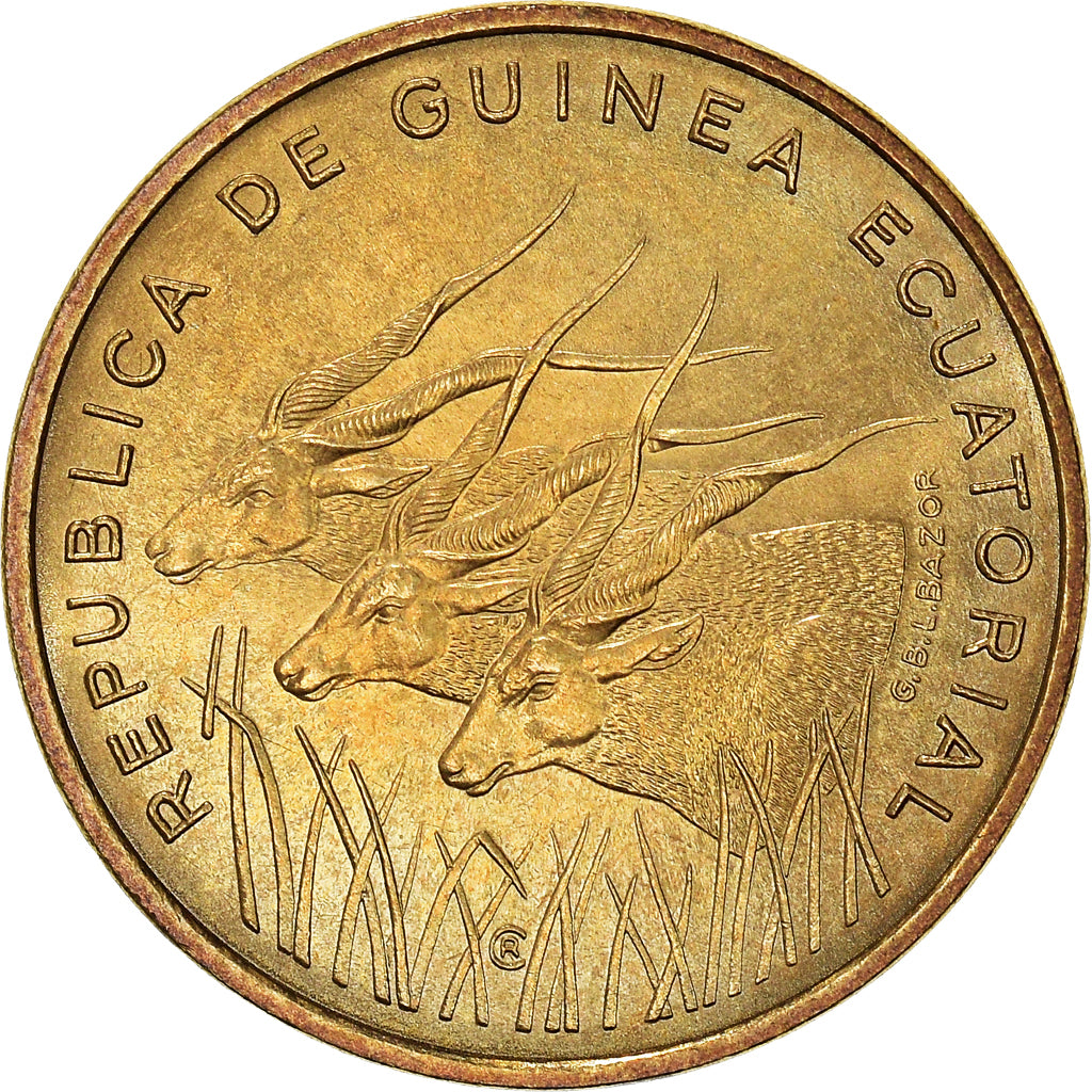 Moneta, Guinea equatoriale, 5 Francos, 1985, Paris, SPL, Alluminio-bronzo, KM:62