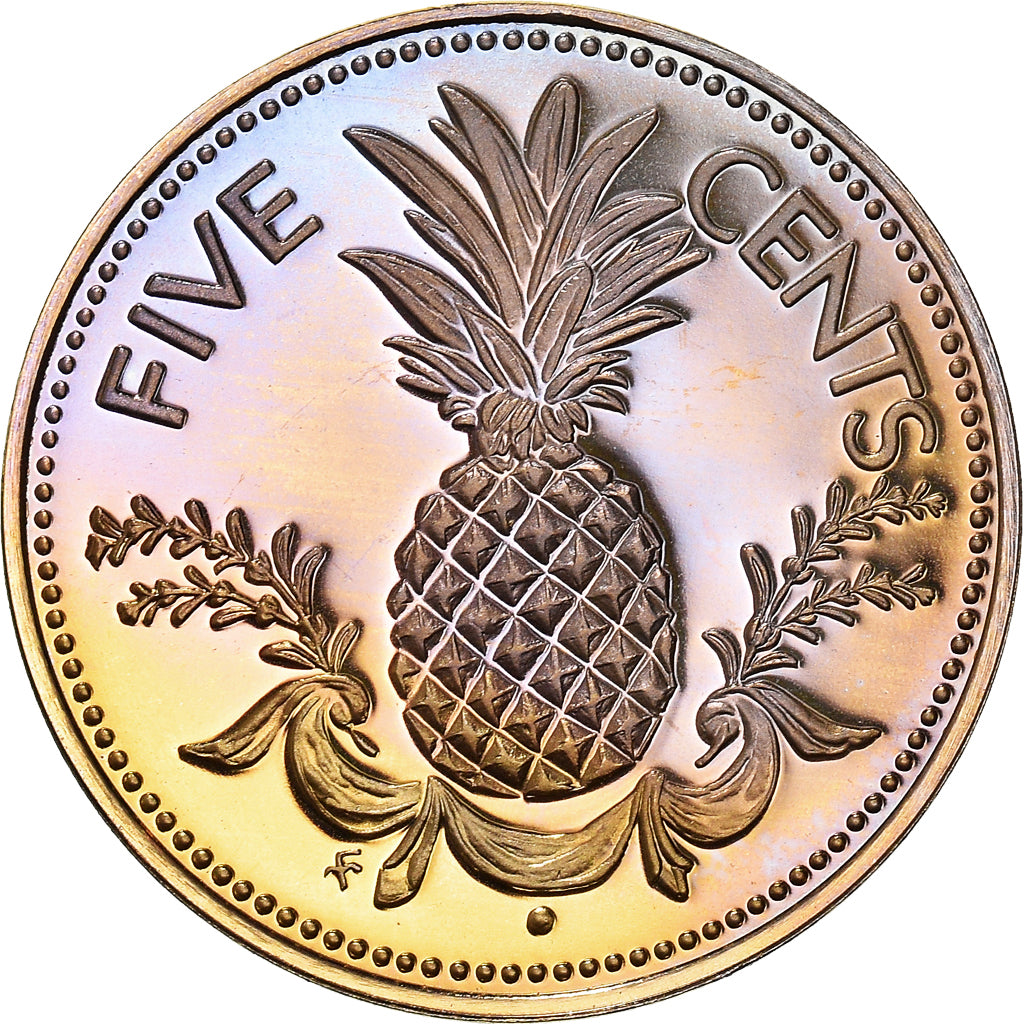 Münze, Bahamas, Elizabeth II, 5 Cents, 1975, Franklin Mint, U.S.A., BE, UNZ+