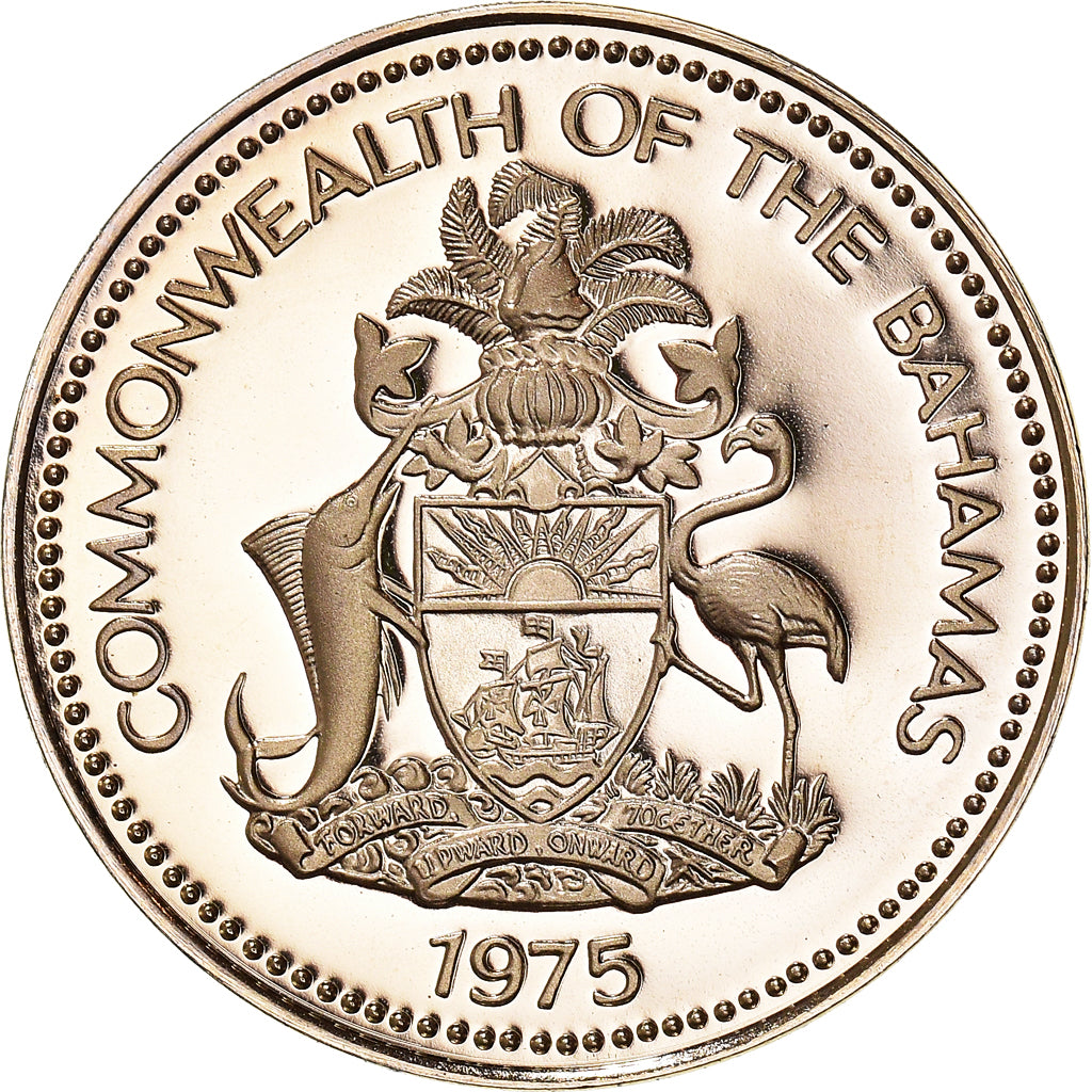 Münze, Bahamas, Elizabeth II, 5 Cents, 1975, Franklin Mint, U.S.A., BE, UNZ+