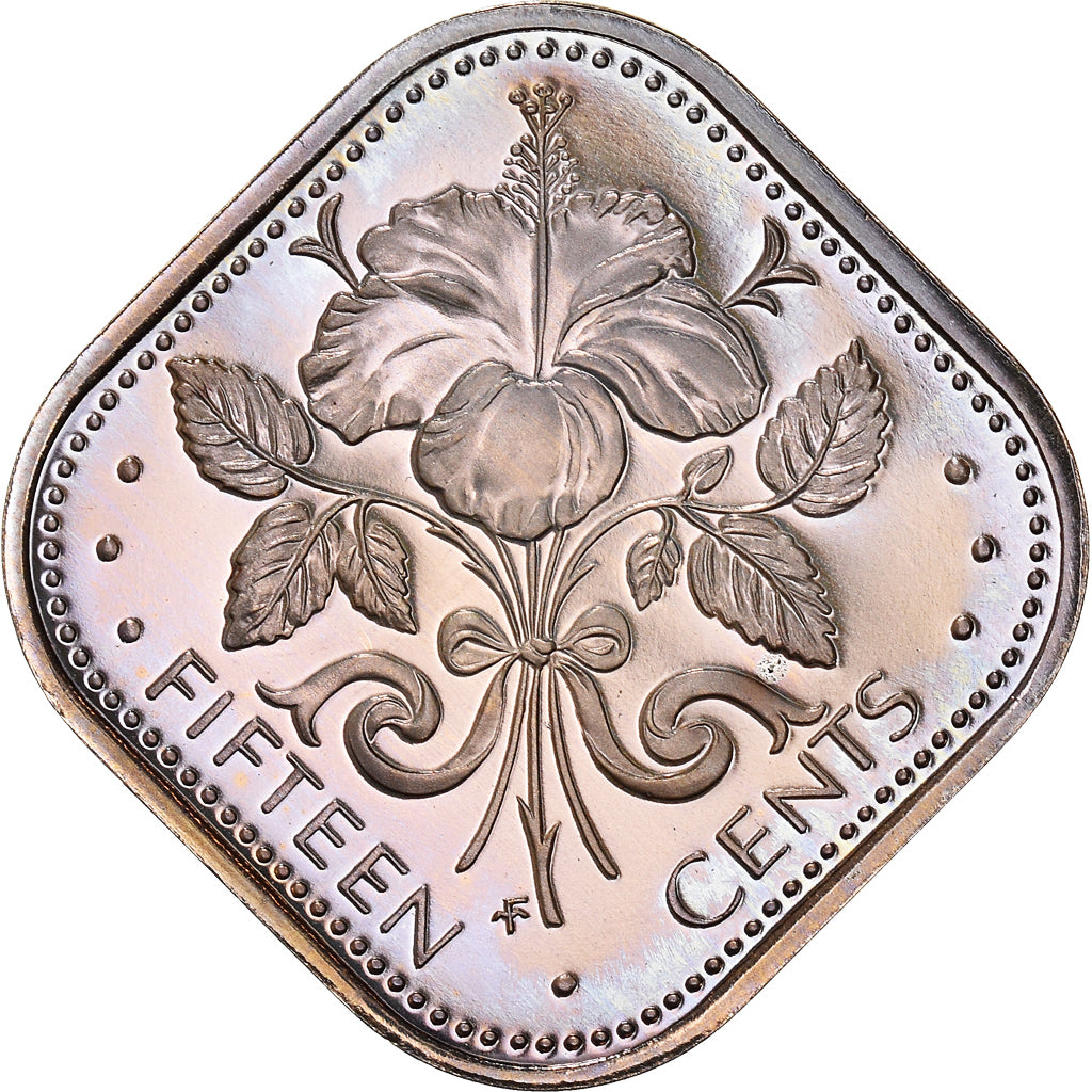 Coin, Bahamas, Elizabeth II, 15 Cents, 1975, Franklin Mint, U.S.A., BE