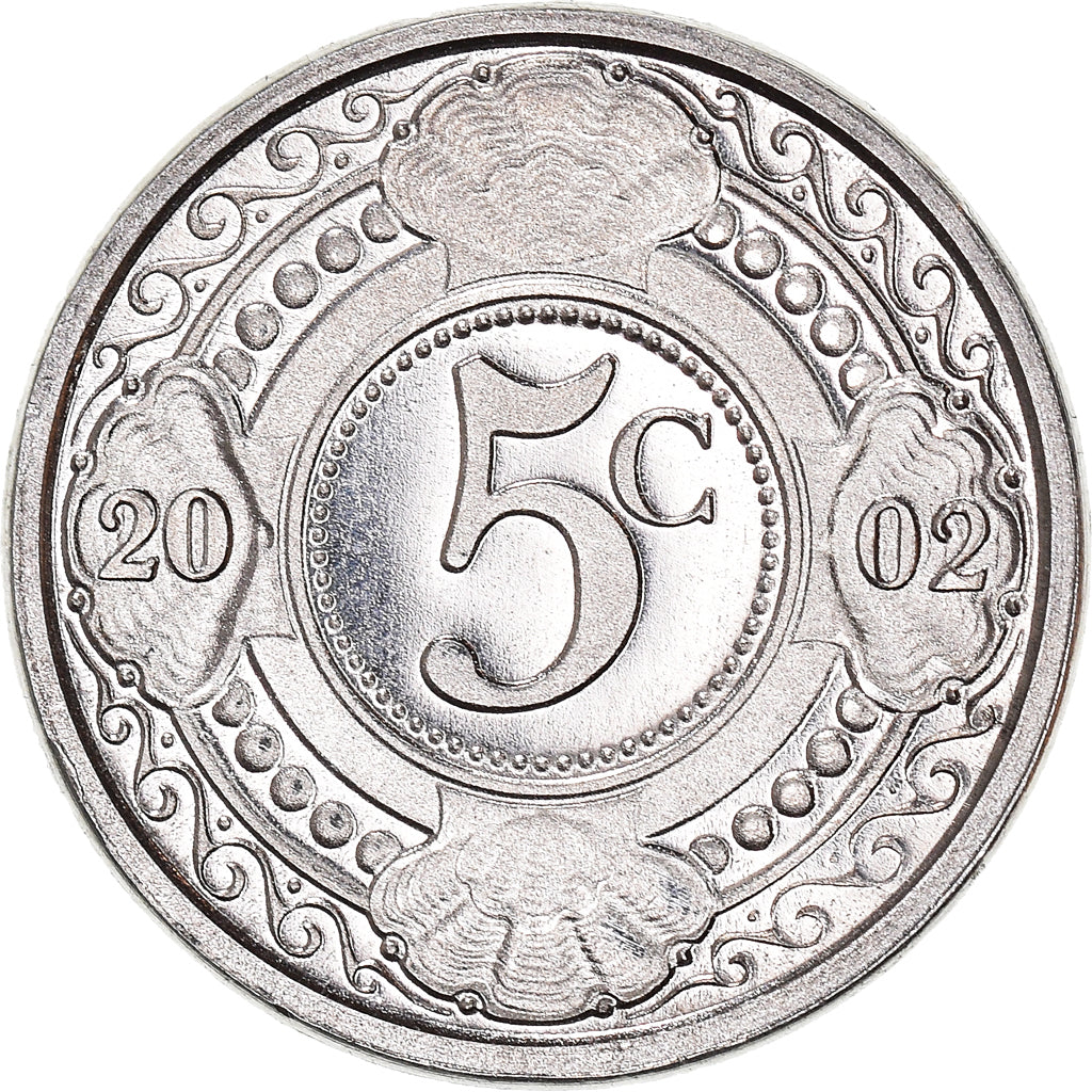 Coin, Netherlands Antilles, Beatrix, 5 Cents, 2002, MS(64), Aluminum, KM:33