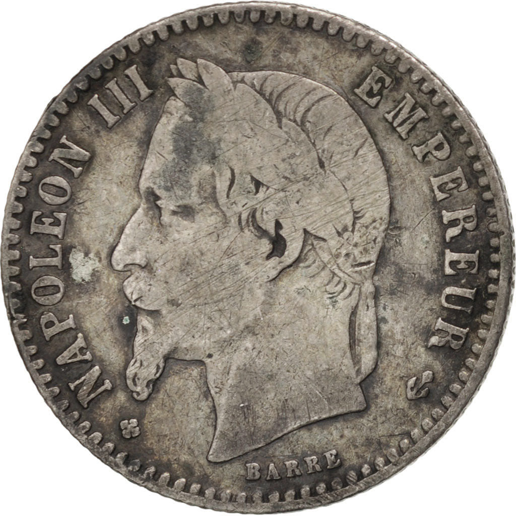 FRANCE, Napoléon III, 50 Centimes, 1866, Strasbourg, KM #814.2, VF(20-25), S...