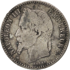 FRANCE, Napoléon III, 50 Centimes, 1866, Strasbourg, KM #814.2, VF(20-25), S...