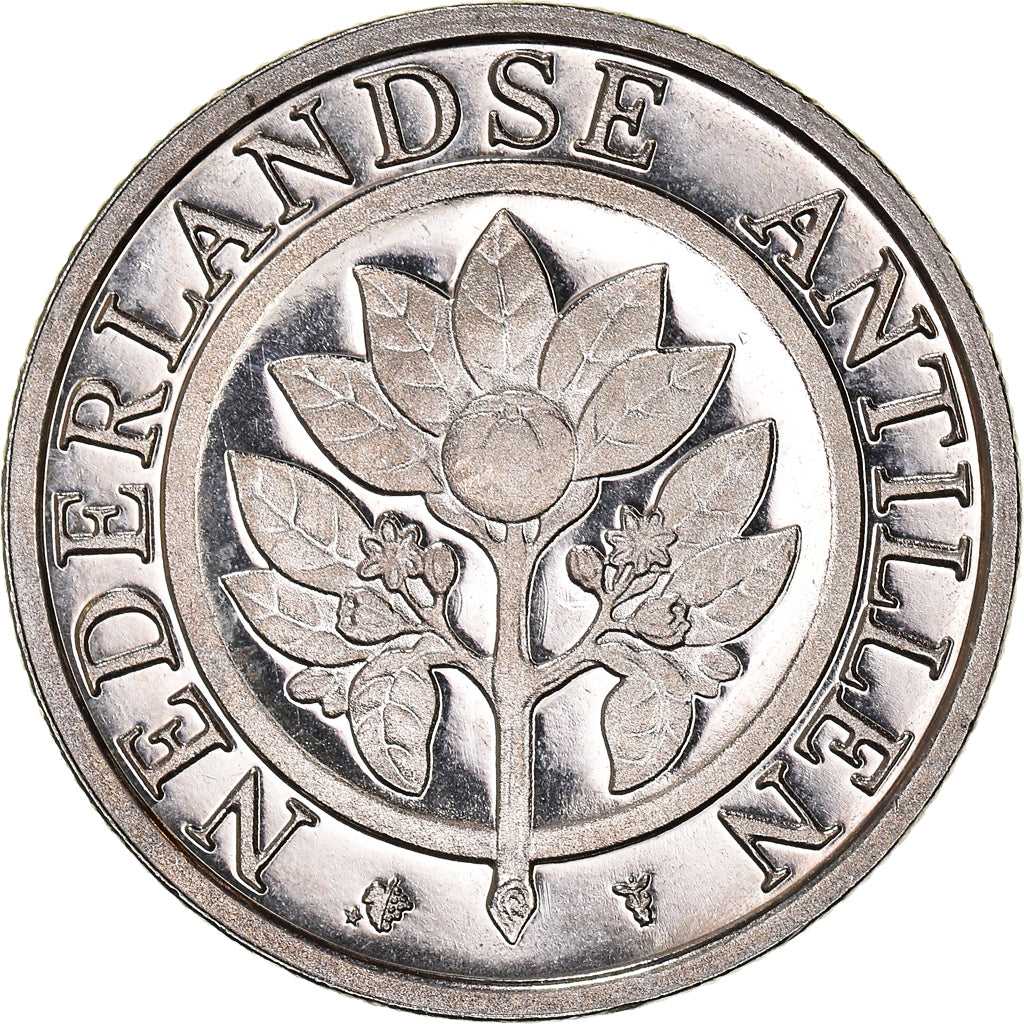 Coin, Netherlands Antilles, Beatrix, 25 Cents, 2002, MS(64), Nickel Bonded