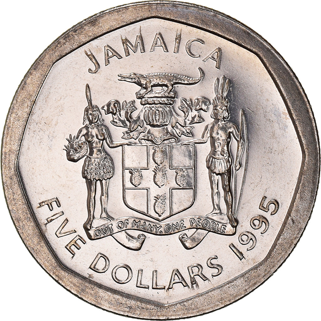 Coin, Jamaica, Elizabeth II, 5 Dollars, 1995, British Royal Mint, MS(60-62)