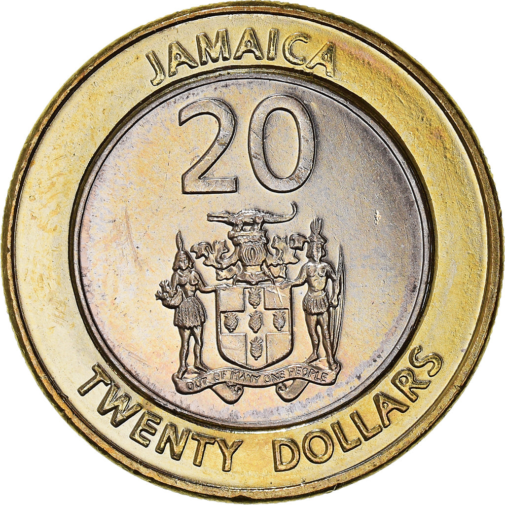 Moneta, Giamaica, Elizabeth II, 20 Dollars, 2000, SPL-, Bi-metallico, KM:182