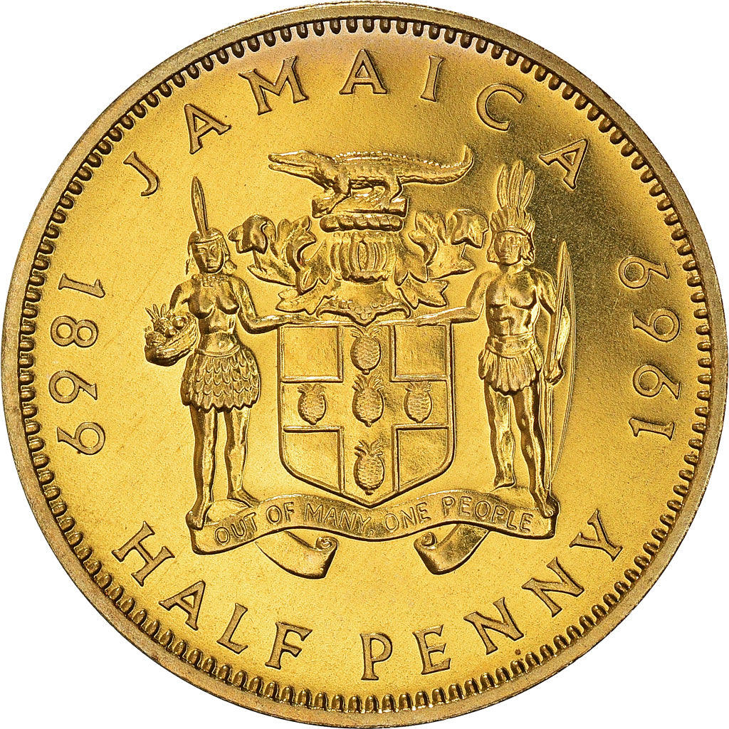 Coin, Jamaica, Elizabeth II, 1/2 Penny, 1969, MS(64), Copper-Nickel-Zinc, KM:41