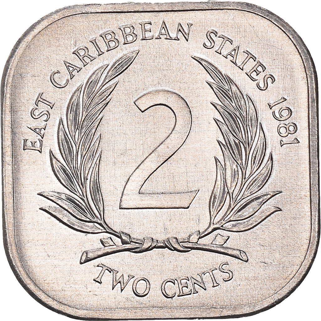 Monnaie, Etats des caraibes orientales, Elizabeth II, 2 Cents, 1981, SPL+