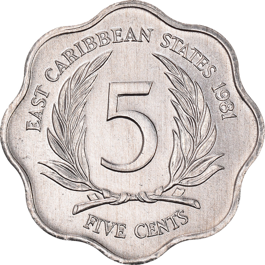 Moeda, Estados das Caraíbas Orientais, Elizabeth II, 5 Cents, 1981, MS(64)