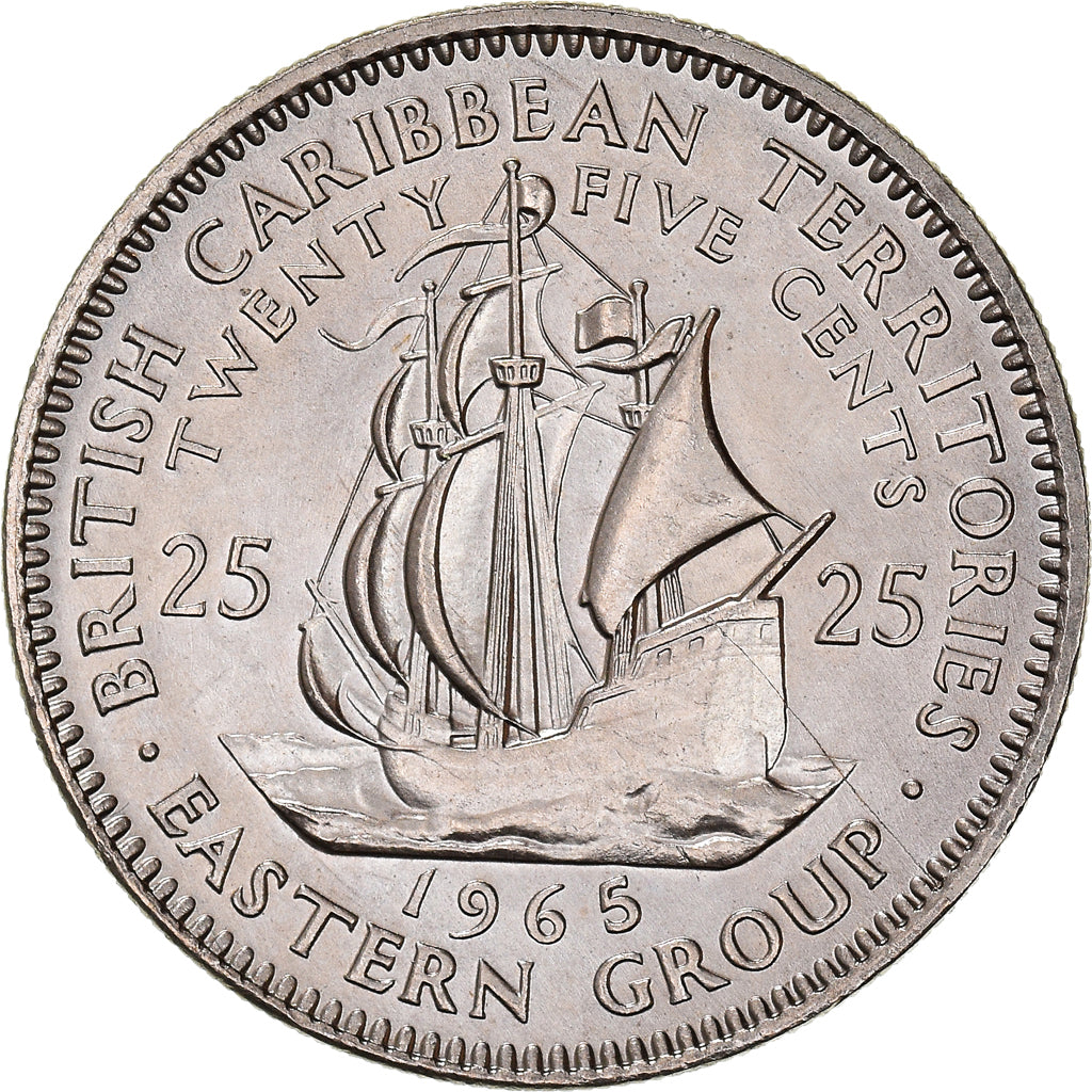 Moneta, Państwa Wschodnich Karaibów, Elizabeth II, 25 Cents, 1965, MS(64)