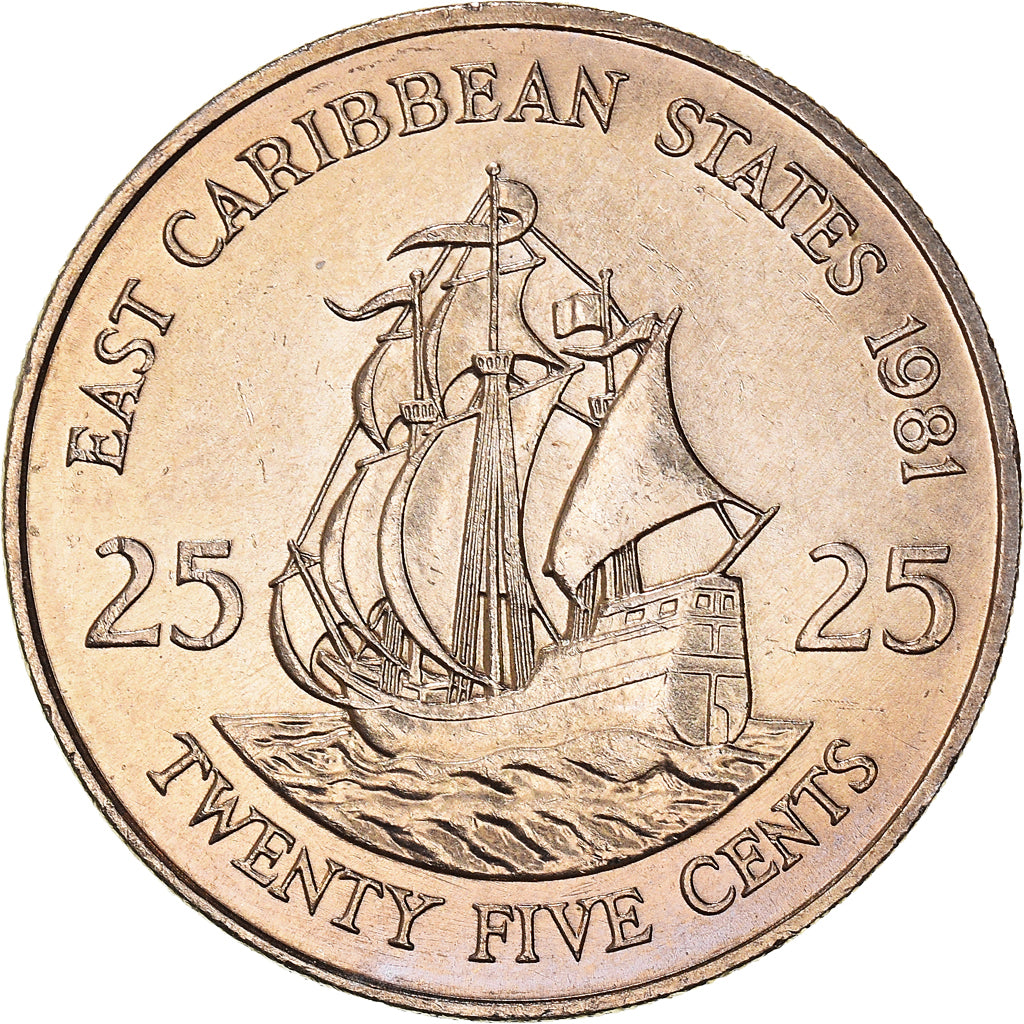 Coin, East Caribbean States, Elizabeth II, 25 Cents, 1981, MS(60-62)