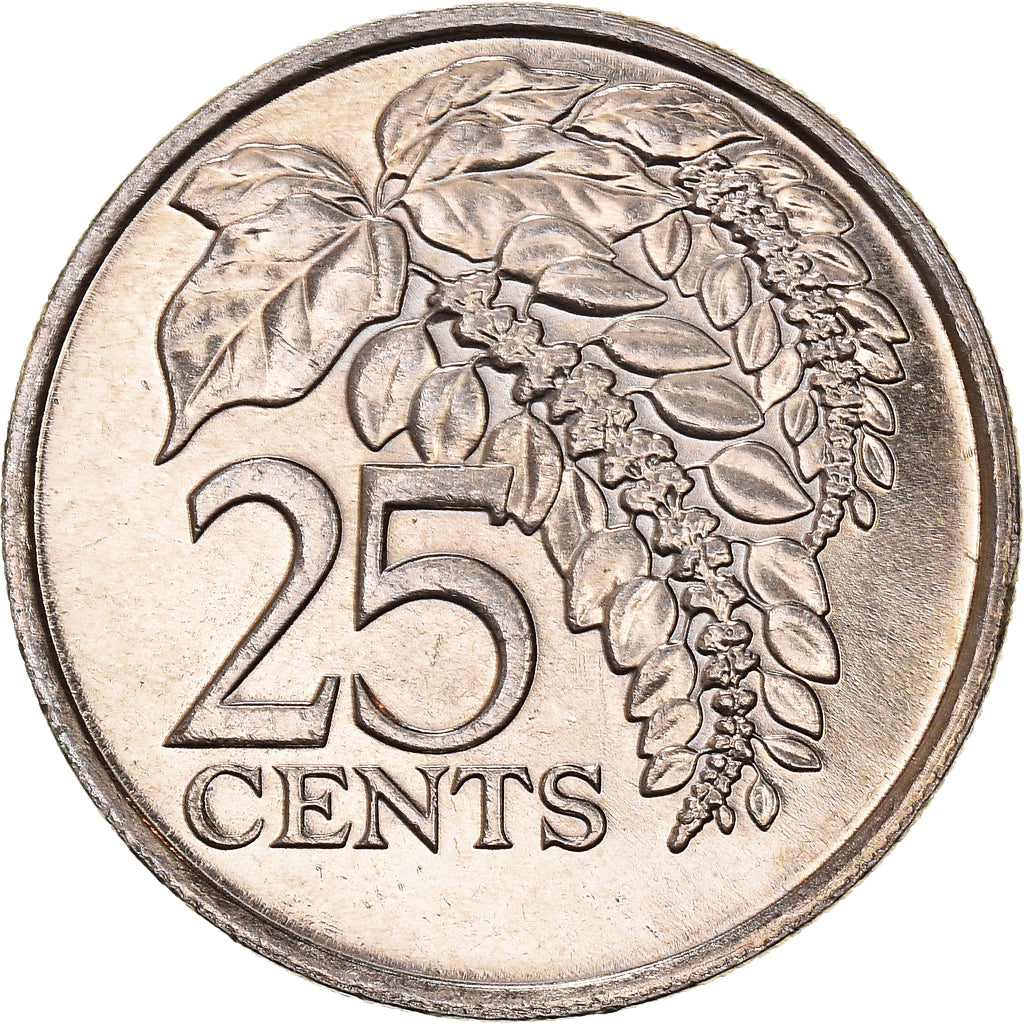 Moeda, TRINDADE E TOBAGO, 25 Cents, 1983, MS(60-62), Cobre-níquel, KM:32