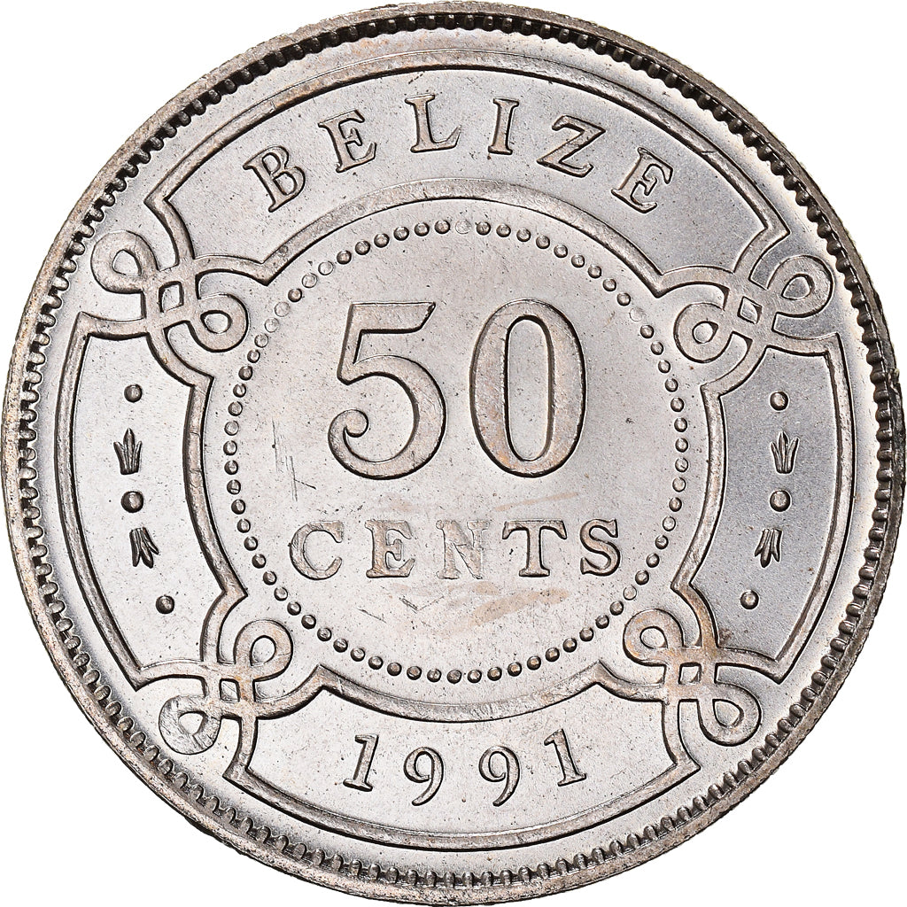 Coin, Belize, 50 Cents, 1991, AU(55-58), Copper-nickel, KM:37