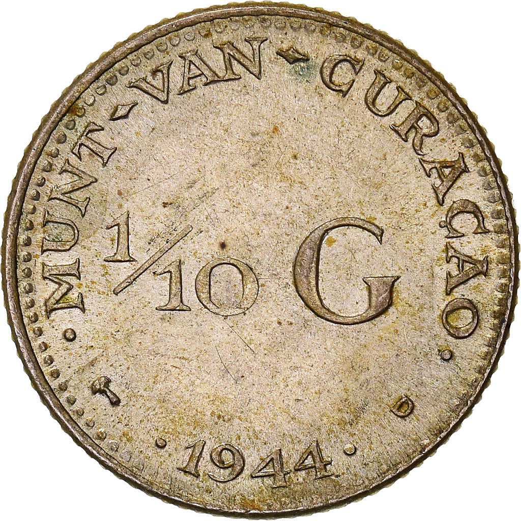 Moneta, Curaçao, 1/10 Gulden, 1944, Denver, USA, SPL-, Argento, KM:43