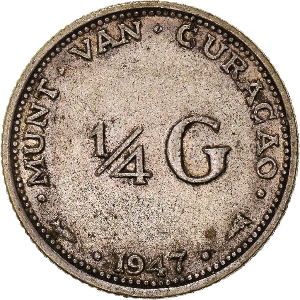 Coin, Curacao, 1/4 Gulden, 1947, Denver, VF(30-35), Silver, KM:44