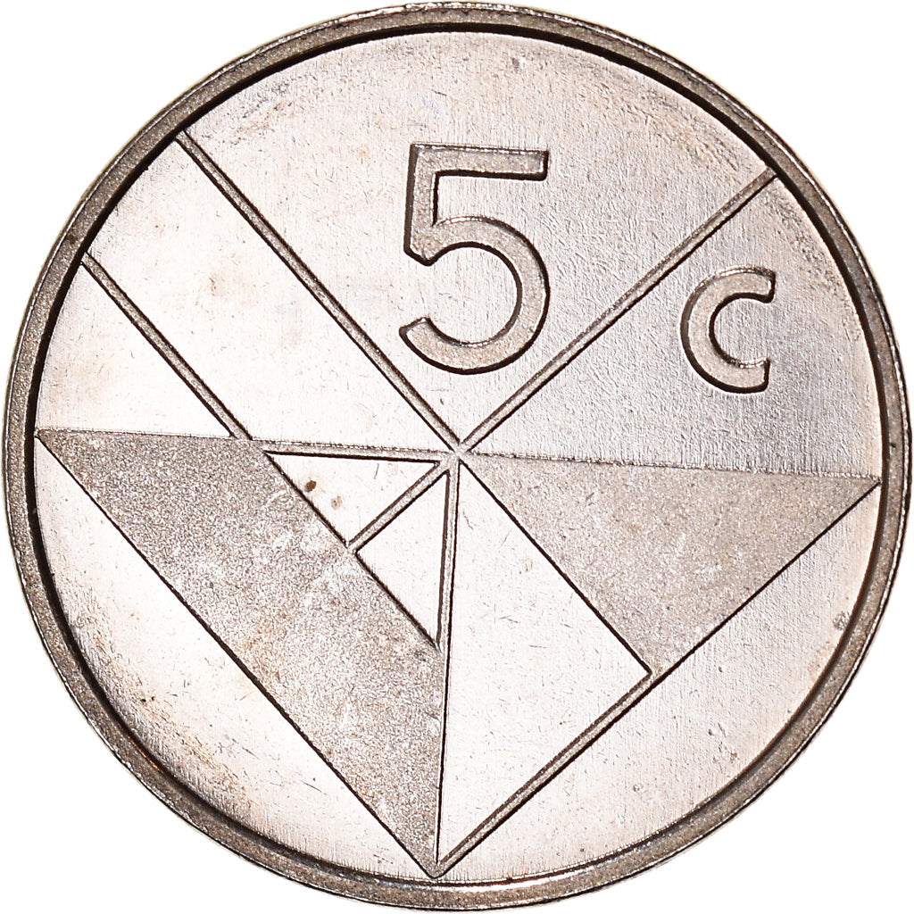 Moeda, Aruba, Beatrix, 5 Cents, 2002, Utrecht, AU(50-53), Aço Ligado a Níquel