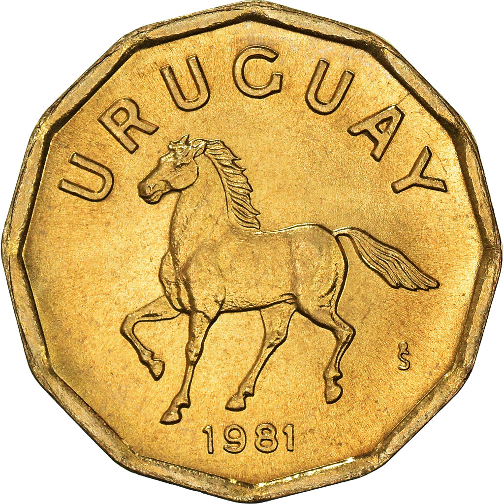 Coin, Uruguay, 10 Centesimos, 1981, Santiago, MS(65-70), Aluminum-Bronze, KM:66