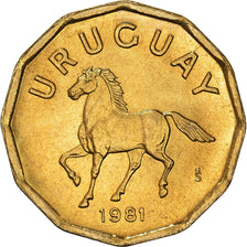 Coin, Uruguay, 10 Centesimos, 1981, Santiago, MS(65-70), Aluminum-Bronze, KM:66