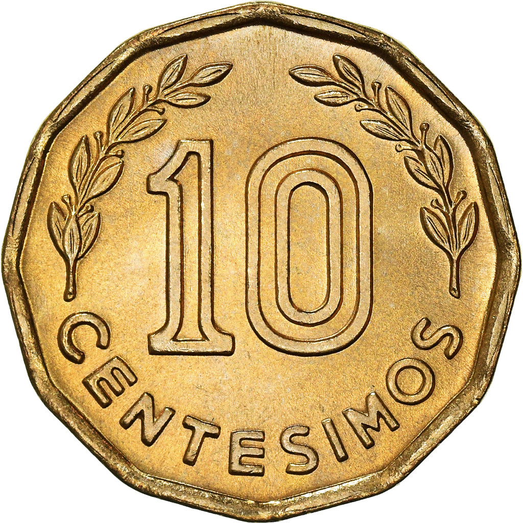 Coin, Uruguay, 10 Centesimos, 1981, Santiago, MS(65-70), Aluminum-Bronze, KM:66
