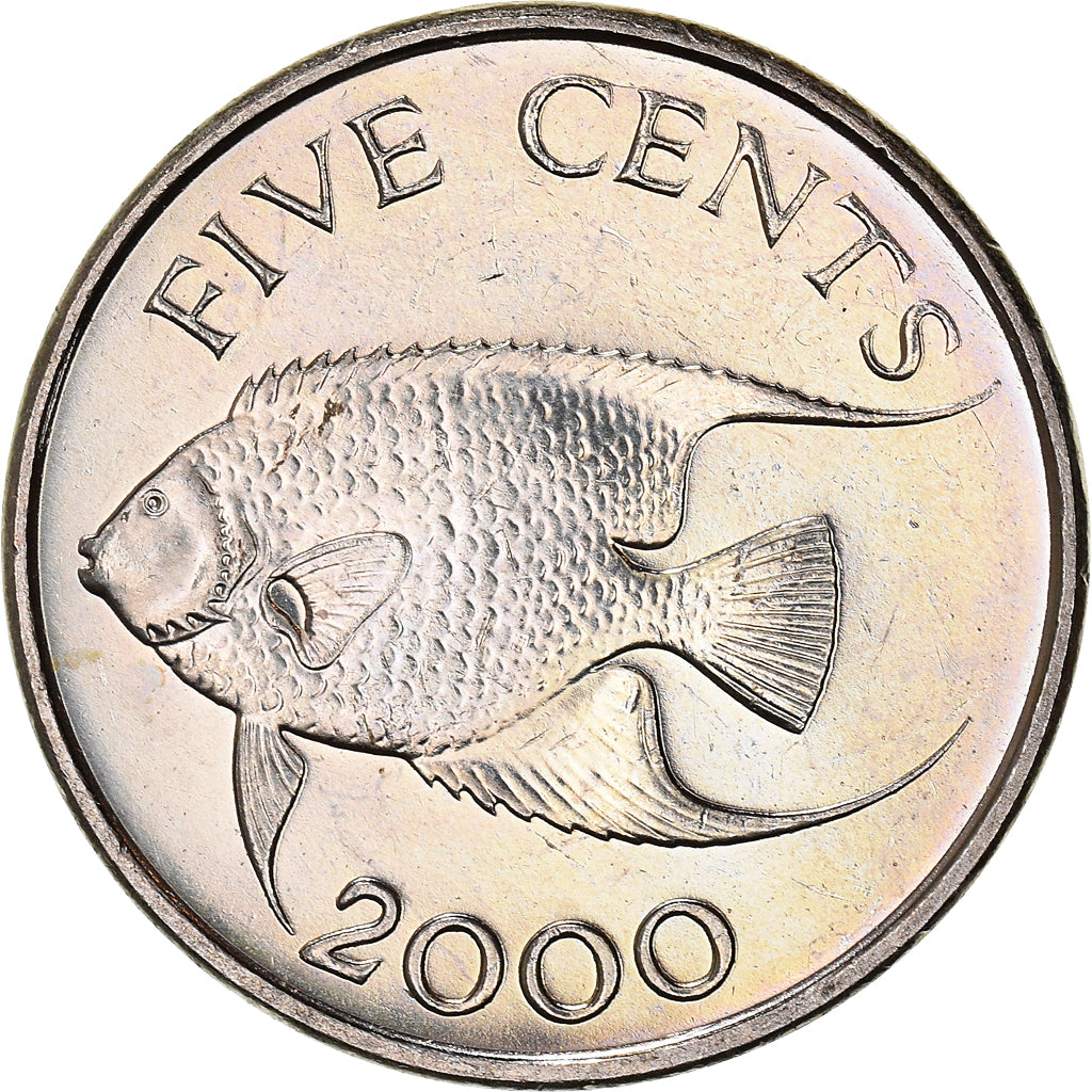Moneta, Bermuda, Elizabeth II, 5 Cents, 2000, BB+, Rame-nichel, KM:108