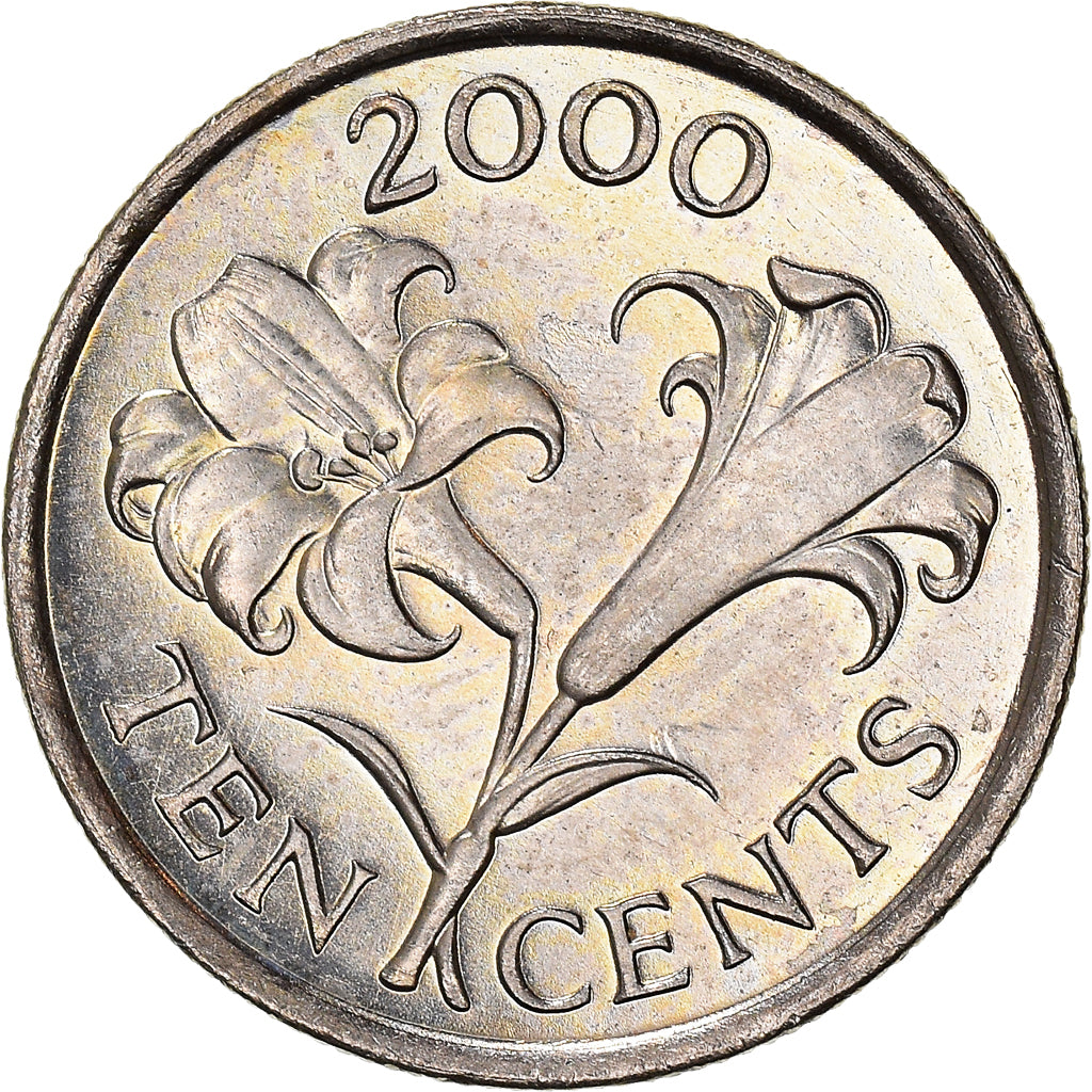 Coin, Bermuda, Elizabeth II, 10 Cents, 2000, AU(50-53), Copper-nickel, KM:109
