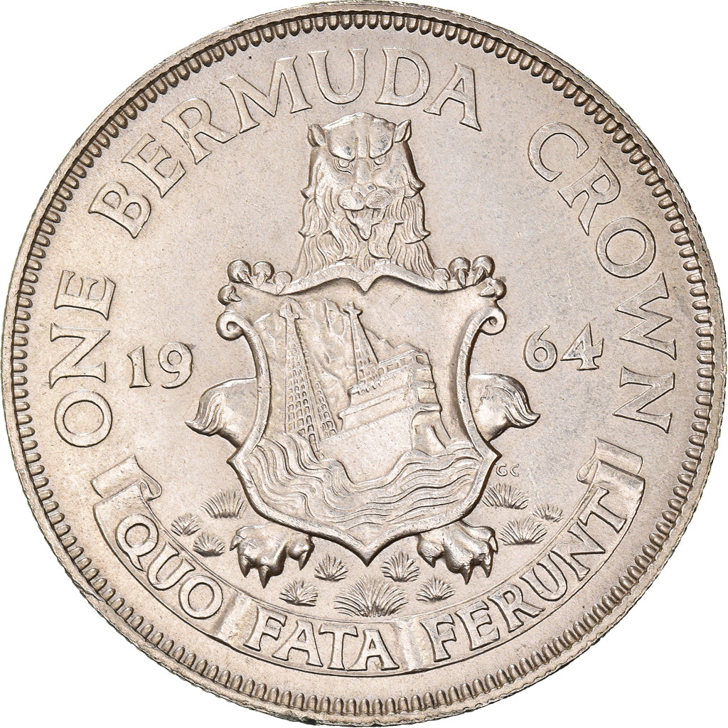Coin, Bermuda, Elizabeth II, Crown, 1964, AU(50-53), Silver, KM:14