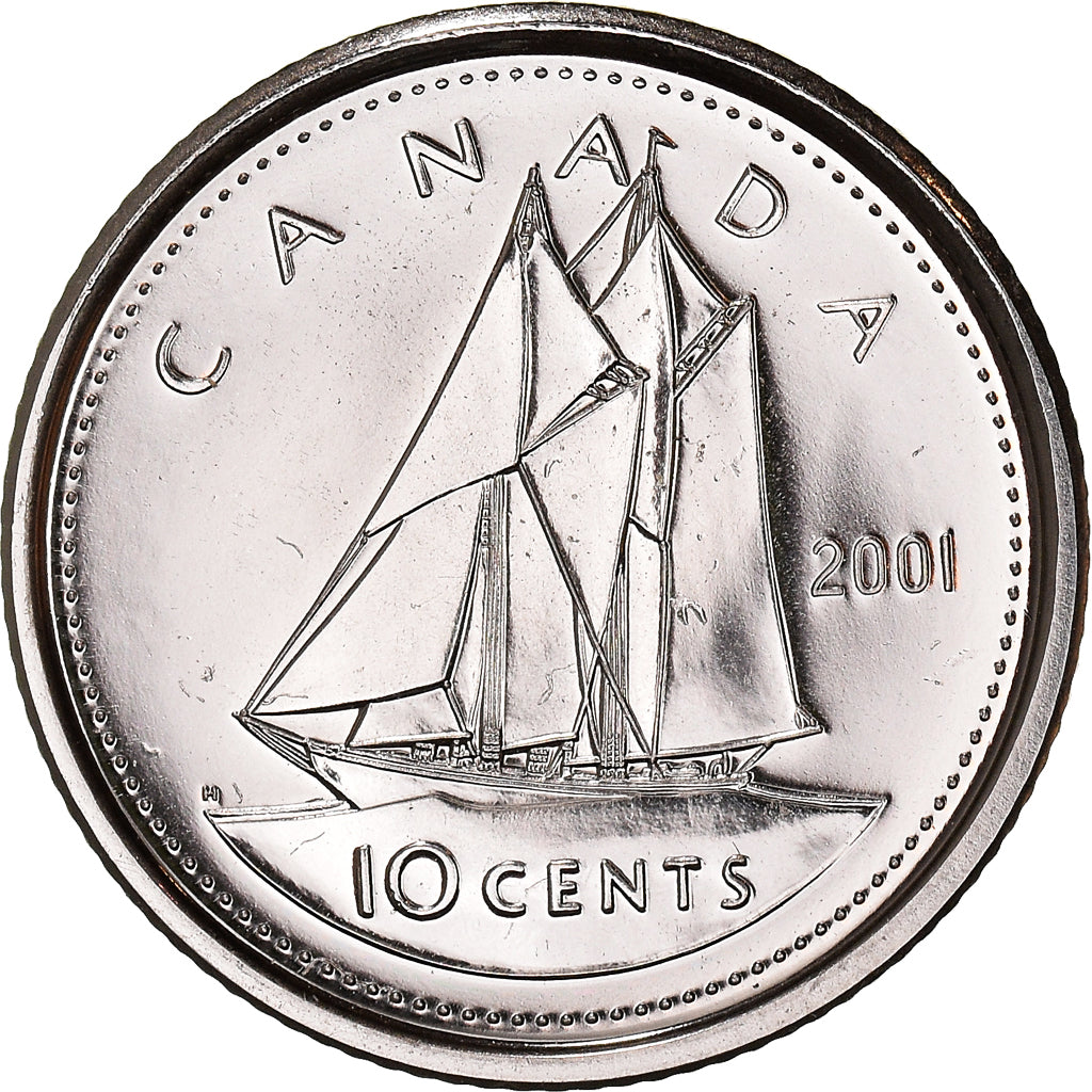 Coin, Canada, Elizabeth II, 10 Cents, 2001, Royal Canadian Mint, Ottawa