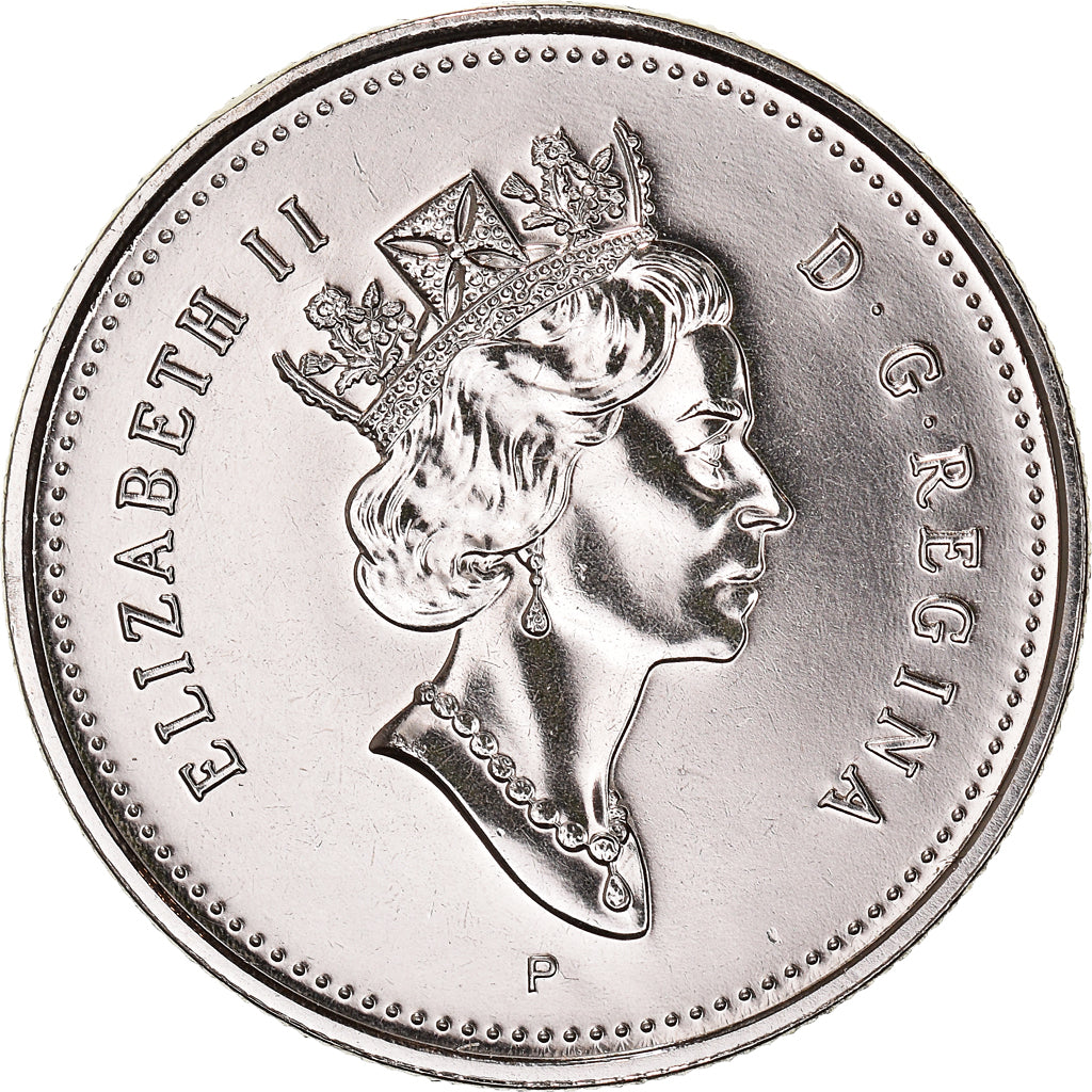 Moeda, Canadá, Elizabeth II, 50 Cents, 2001, MS(60-62), Aço Niquelado, KM:509