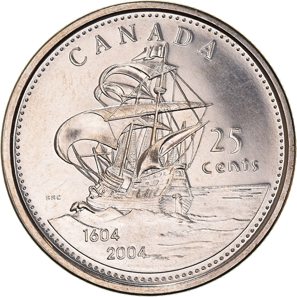 Coin, Canada, Elizabeth II, 25 Cents, 2004, Royal Canadian Mint, AU(55-58)