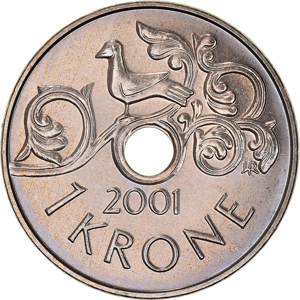 Moneta, Norvegia, Harald V, Krone, 2001, SPL-, Rame-nichel, KM:462