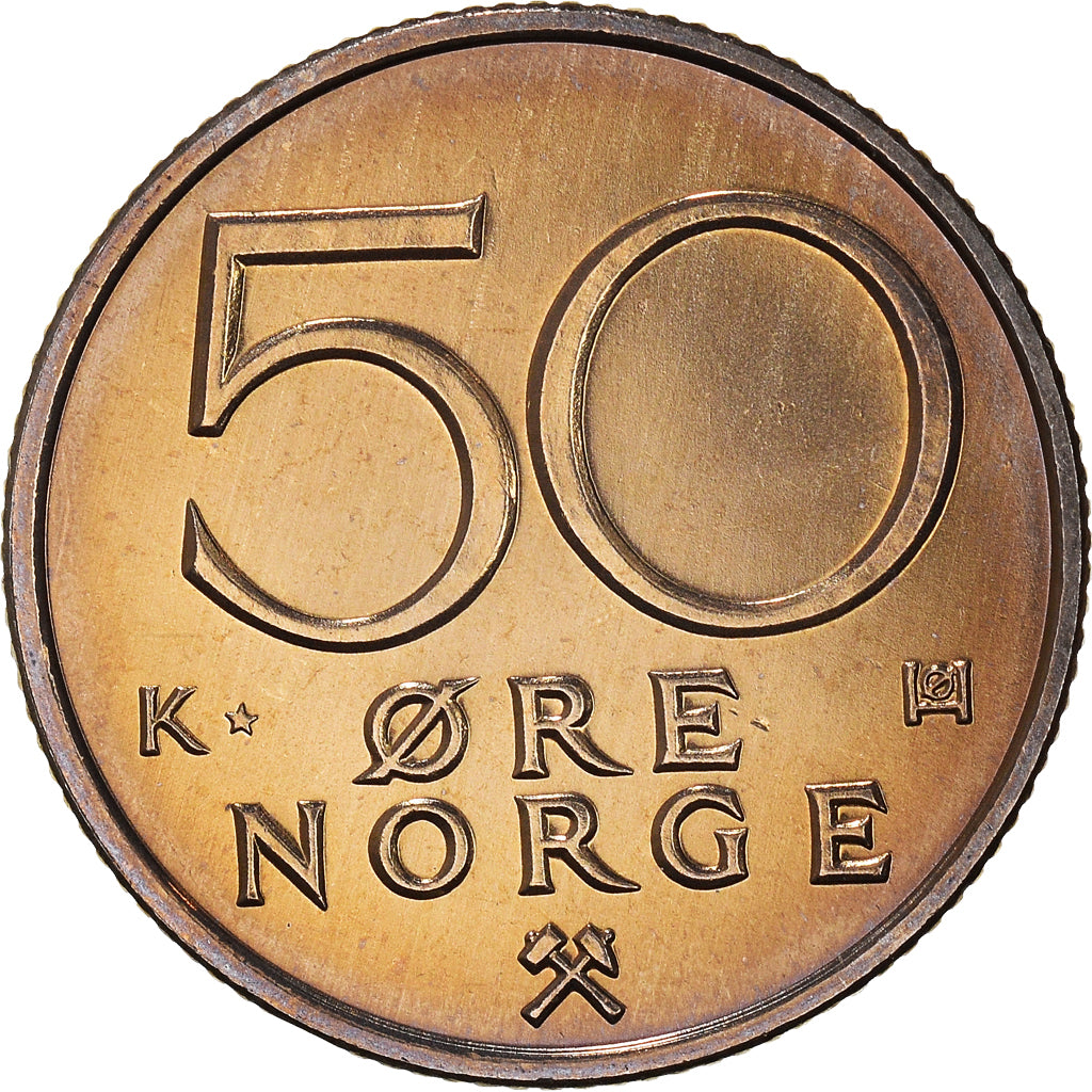 Moneta, Norvegia, Olav V, 50 Öre, 1994, SPL, Rame-nichel, KM:418
