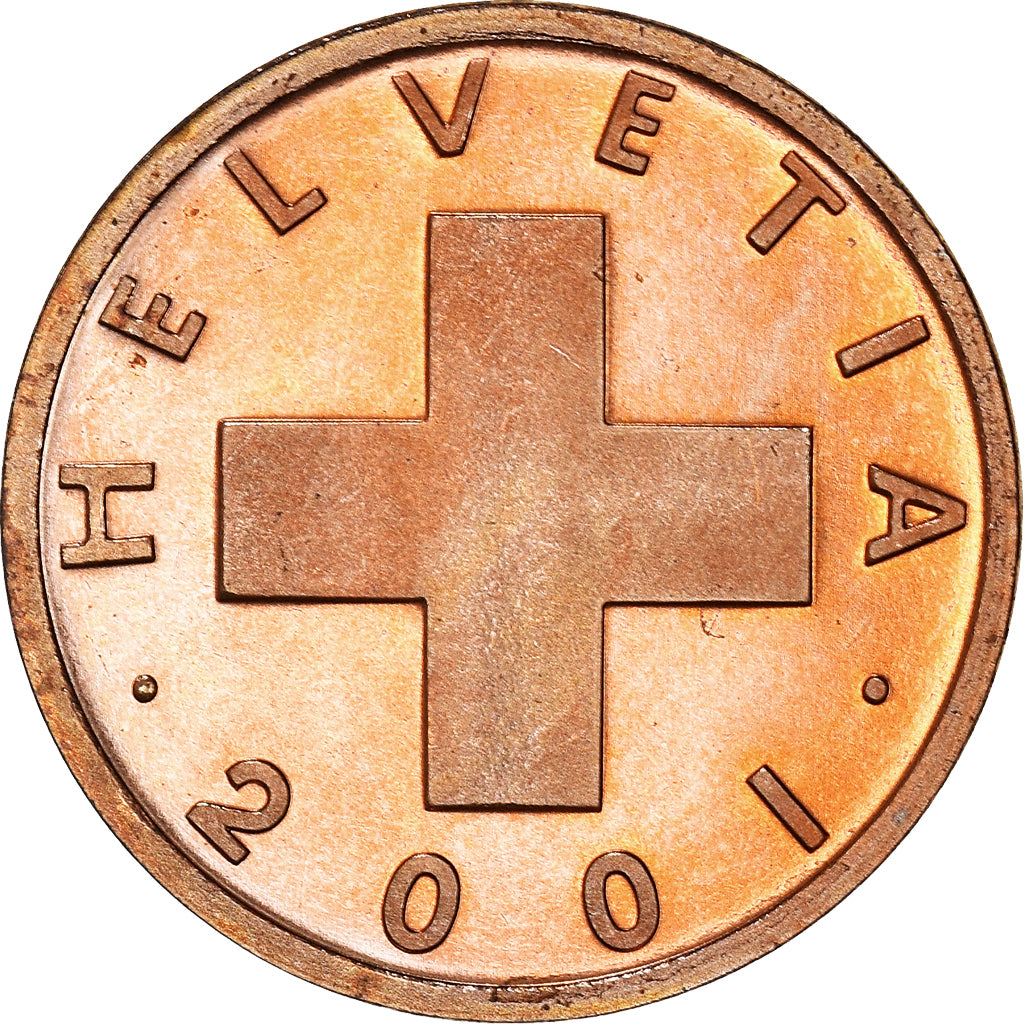 Coin, Switzerland, Rappen, 2001, Bern, Proof / BE, MS(65-70), Bronze, KM:46