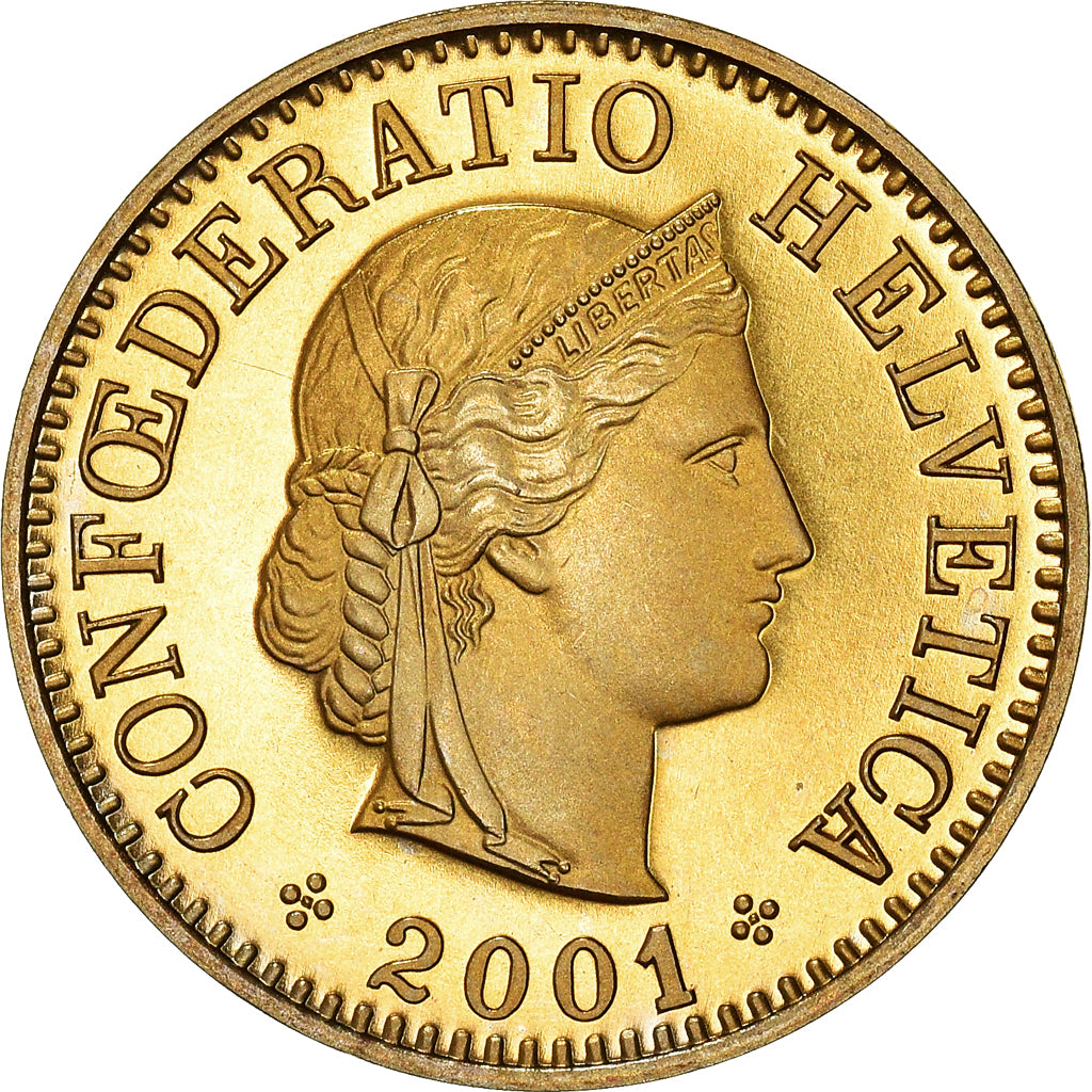 Moneta, Svizzera, 5 Rappen, 2001, Bern, Proof / BE, FDC, Alluminio-bronzo
