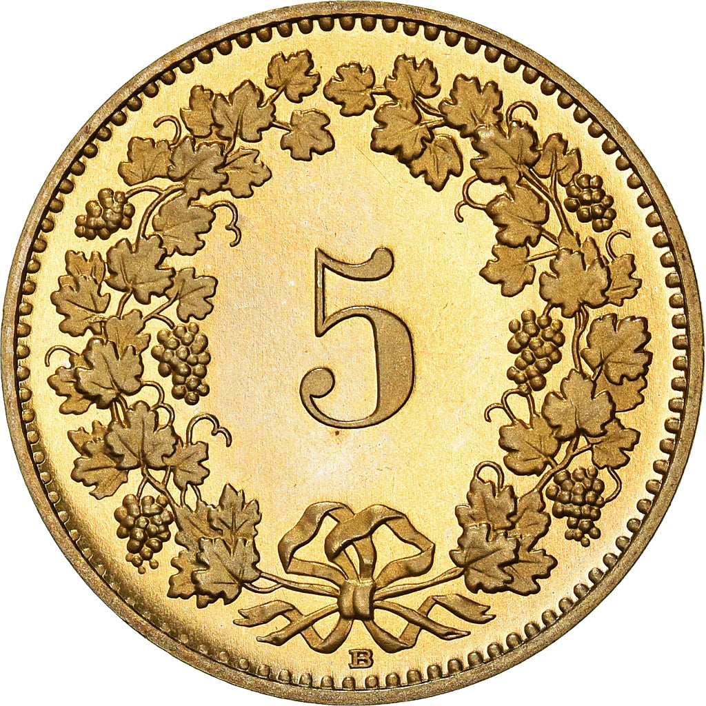 Moneta, Svizzera, 5 Rappen, 2001, Bern, Proof / BE, FDC, Alluminio-bronzo
