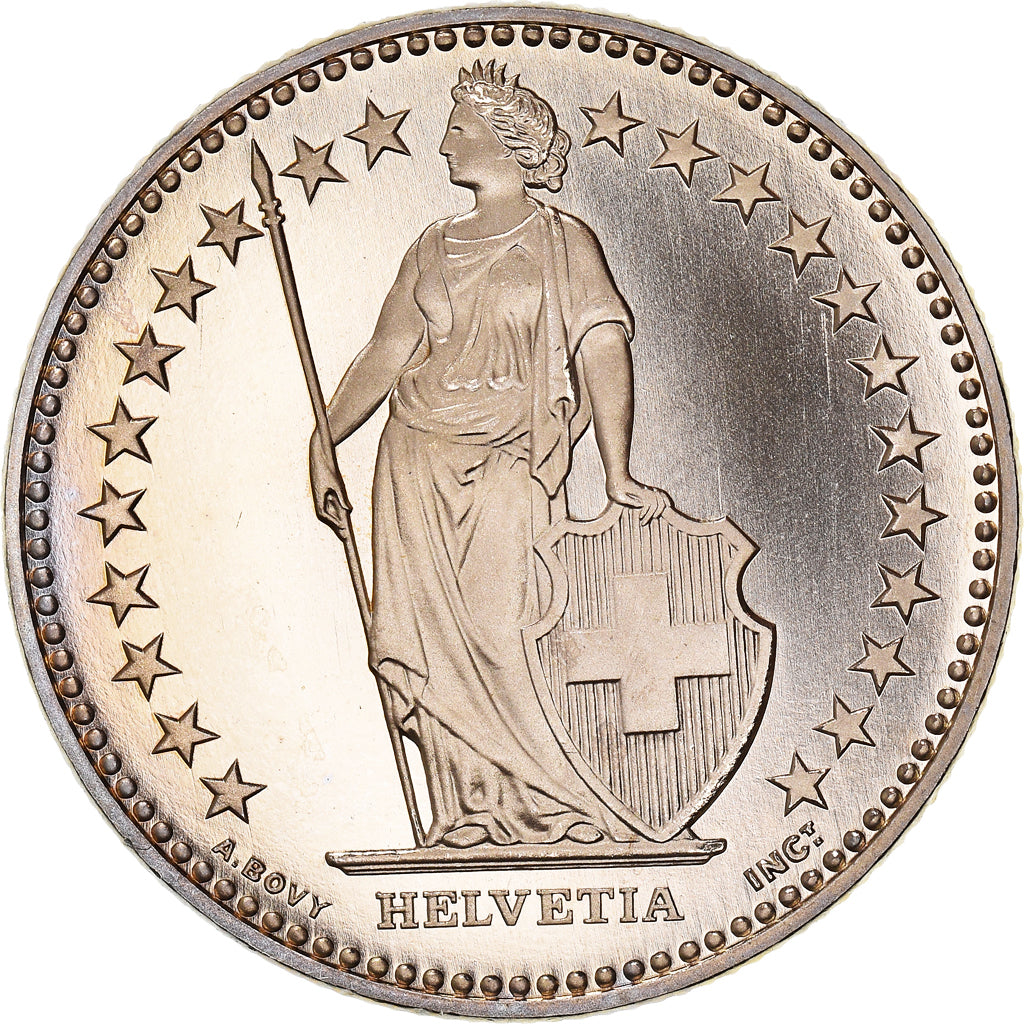 Coin, Switzerland, 2 Francs, 2001, Bern, Proof / BE, MS(65-70), Copper-nickel