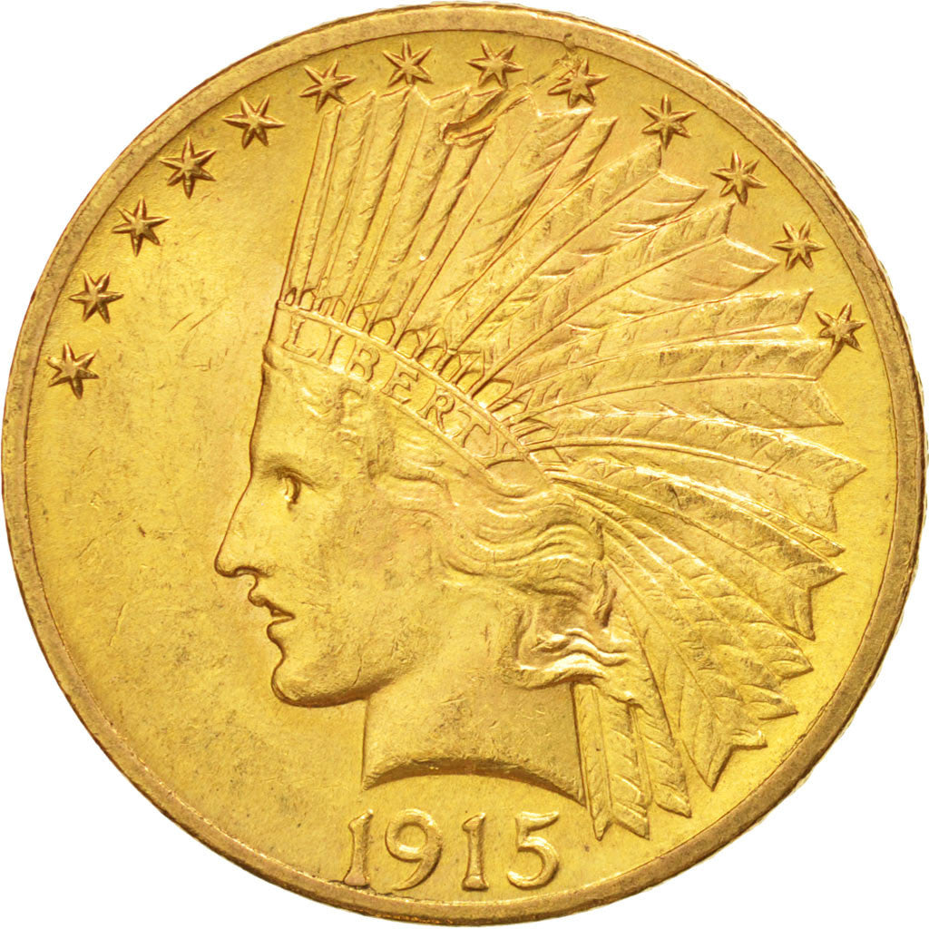 UNITED STATES, Indian Head, $10, Eagle, 1915, U.S. Mint, KM #130, AU(50-53),...