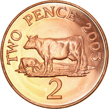 Moeda, Guernesey, Elizabeth II, 2 Pence, 2003, British Royal Mint, MS(63), Aço
