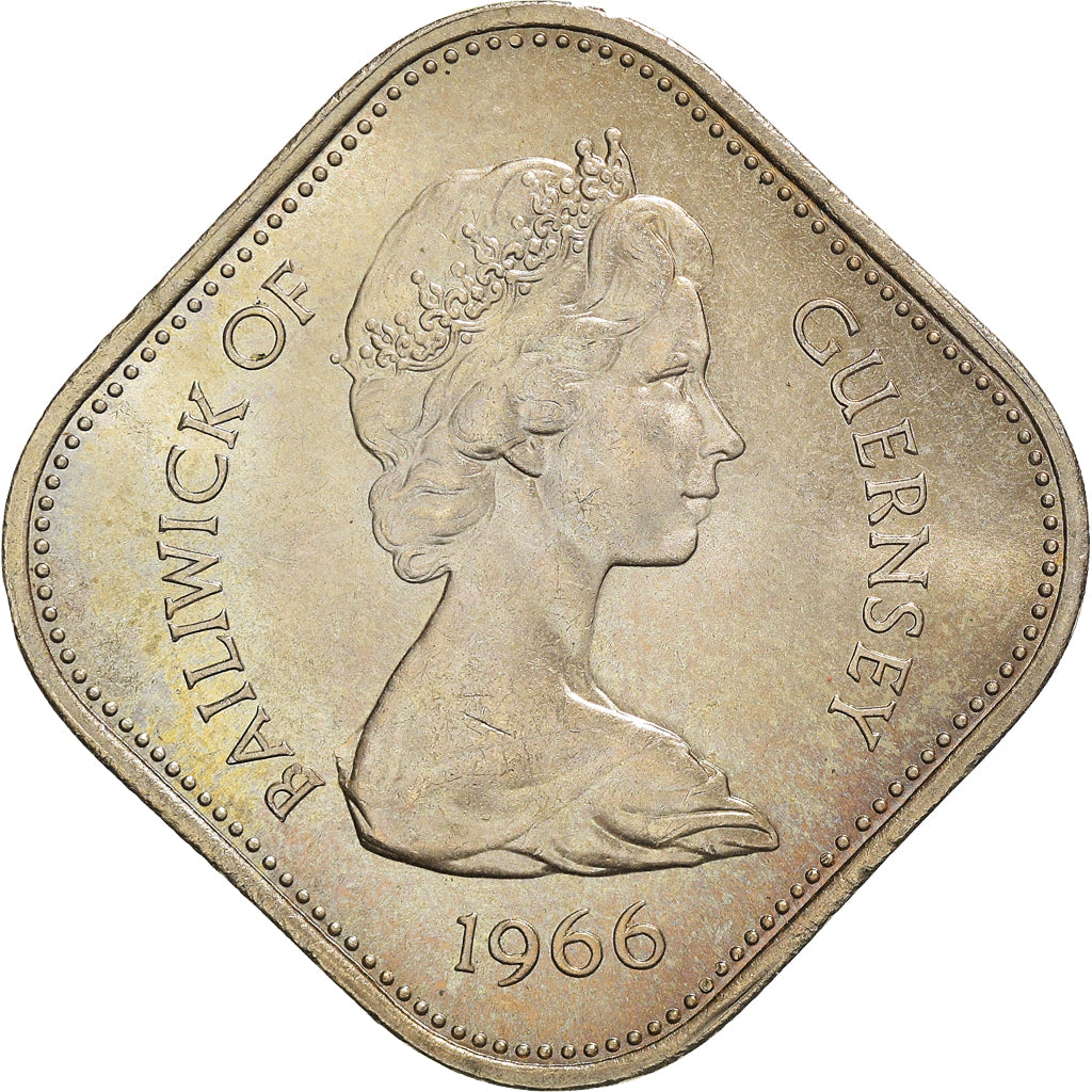 Coin, Guernsey, Elizabeth II, 10 Shilling, 1966, Heaton, AU(55-58)