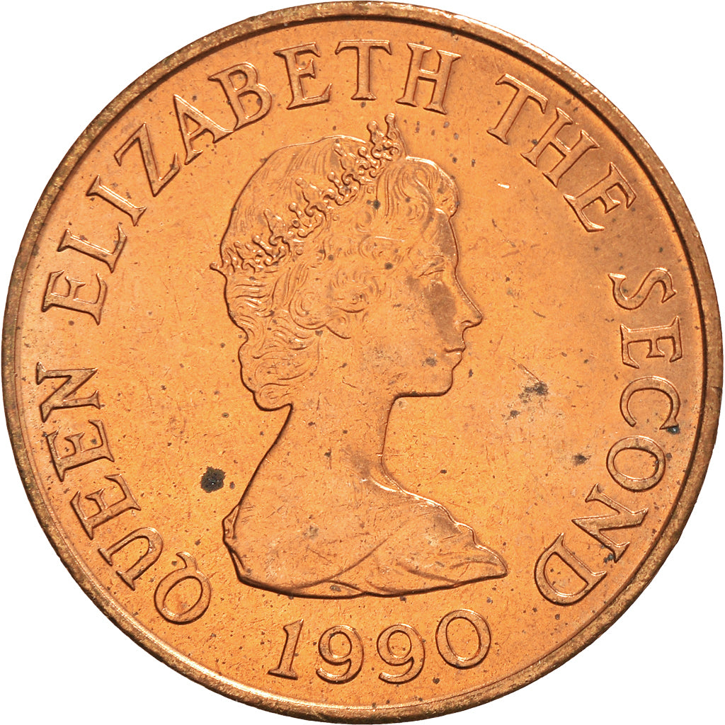 Monnaie, Jersey, Elizabeth II, 2 Pence, 1990, British Royal Mint, TTB+, Bronze