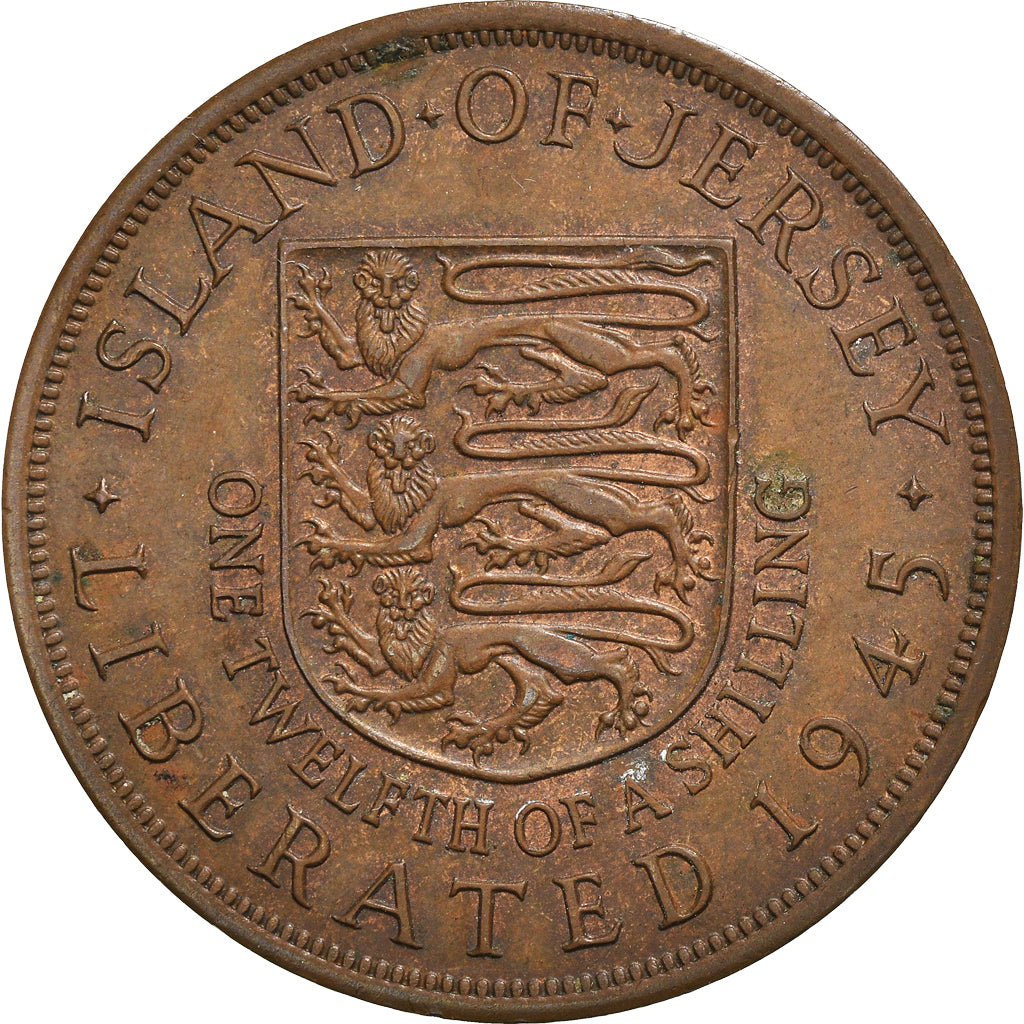 Coin, Jersey, George VI, 1/12 Shilling, 1945, AU(50-53), Bronze, KM:19
