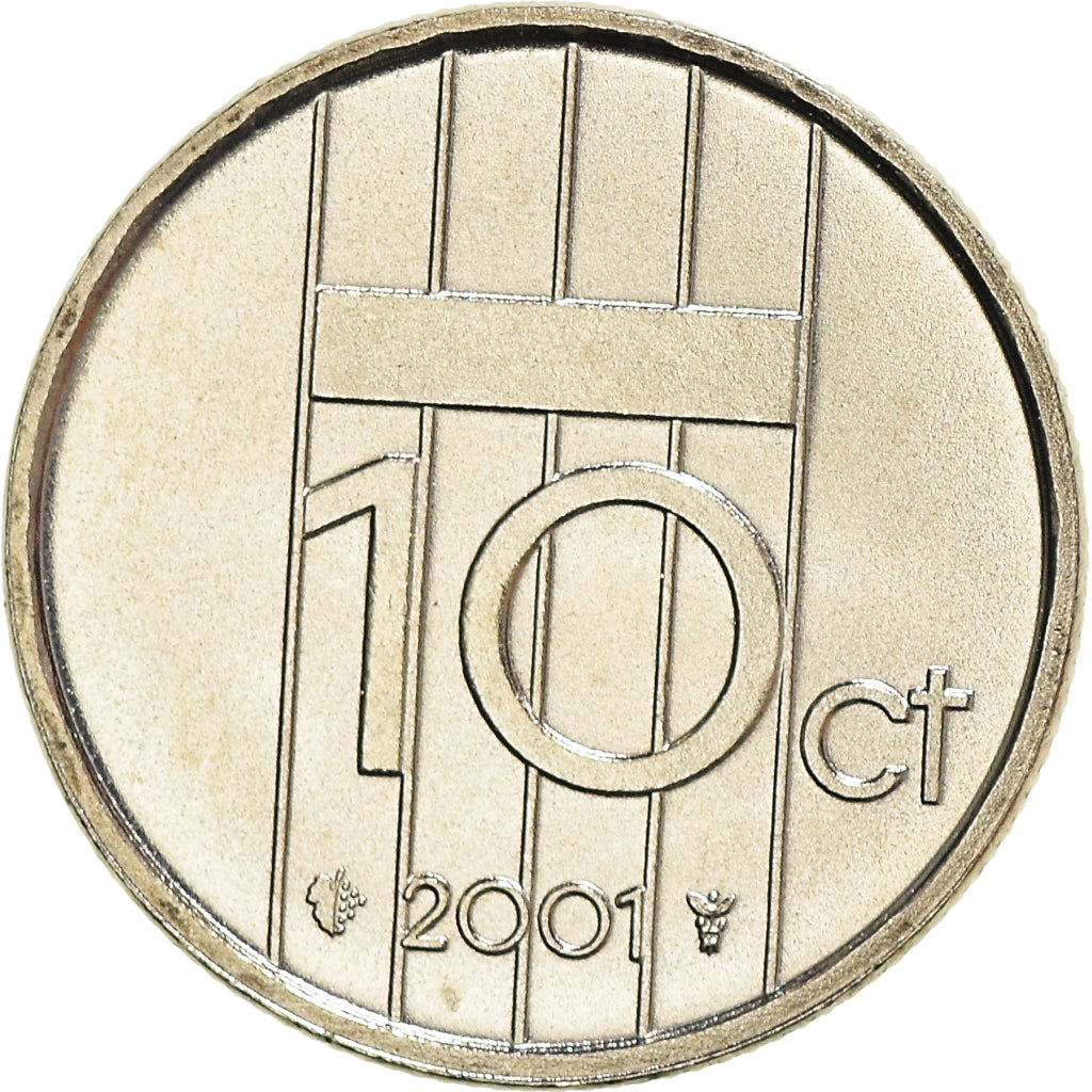 Coin, Netherlands, Beatrix, 10 Cents, 2001, Utrecht, MS(63), Nickel, KM:203